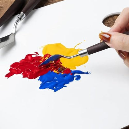Palette Knife Set, 3Pcs Stainless Steel Painting Knife with Wood Handle, Metal Artist Knife for Oil, Canvas, Acrylic Painting, Spatula Pallet Knife for Color Mixing,Spreading - color: 3pcs Palette Knife