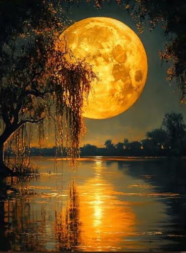 YIYITUPO 5D Diamond Painting Kit for Adults 12x16 Inch Full Drill Moon Heart Diamond Art DIY Painting Kit Small Diamond Painting Romantic Night Sky Wall Decor for Women Beginners - color: YYZ-023
