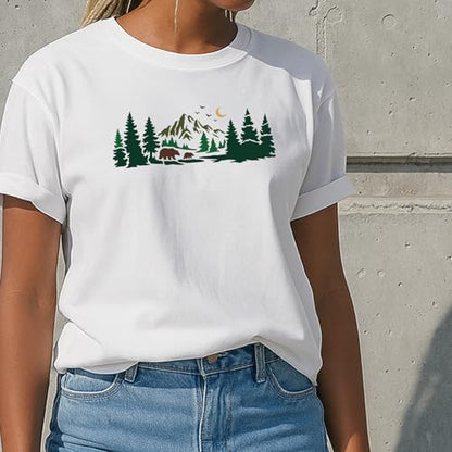 INFUNLY 15Pcs Forest Mountain Painting Stencil for Wall 4.7×11.8" Reusable Deer Wall Stencils Pine Tree Painting Template Small Walls Stencil Templates for Crafts Cement Wood Furniture Nursery Bedroom - style: 15PCS Forest Mountain