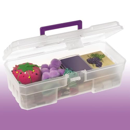 Akro-Mils 12-Inch ProBox Plastic Art Supply, Hobby or Craft Storage Toolbox, Model 09912CLPUR, (12" x 5-1/2" x 4"), Clear - size: 1 Pack