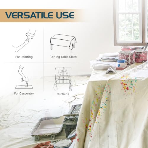 Canvas Drop Cloth 4x5 Ft, Drop Cloth for Painting, 1 Pack | Washable and Reusable, Canvas Fabric, Furniture & Floor Protection, Highly Absorbent, Duck Dropcloth - size: 4ft X 5ft ( Pack of 1 )