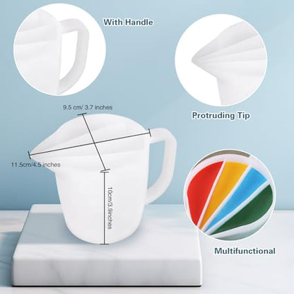 Kunyeah Split Cup with Handle 17OZ/500ML Silicone Cup for Paint Pouring Fluid Art Split Cup Acrylic Paint Pour Cup DIY Making Crafts Supplies Epoxy Resin Art Drawing Accessories (4 Chambers) - size: 4 Chambers