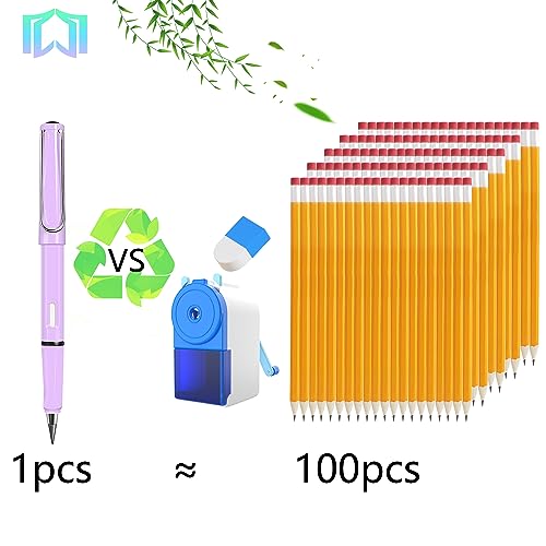6 Sets Everlasting Pencil, Infinity Pencil, No-Sharpening Pencils for Writing, Drawing, Students, Home, Office, School (6 Pencils + 6 Erasers + 8 Replaceable Nibs), Macaroon - color: Macaroon
