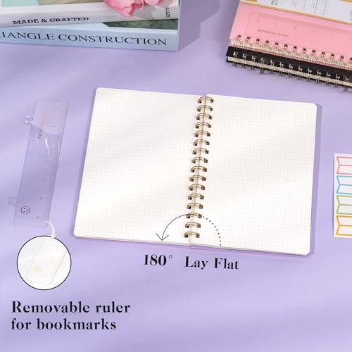 Yoment Graph Paper Spiral Notebook A5 Graphing Notebook 160 Pages | Graph Paper Notebook Spiral Bound Waterproof Plastic Hardcover Spiral Journal 5x7 Grid Notebooks for Note Taking,Purple - color: Purple, style: A - Graph - A5