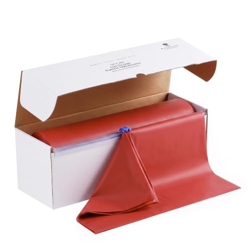 Goodluck 54 Inch x 300 Feet Red Plastic Tablecloth Roll with Cutter Box - color: Red, size: 15.4" x 5.5" (Rectangular)