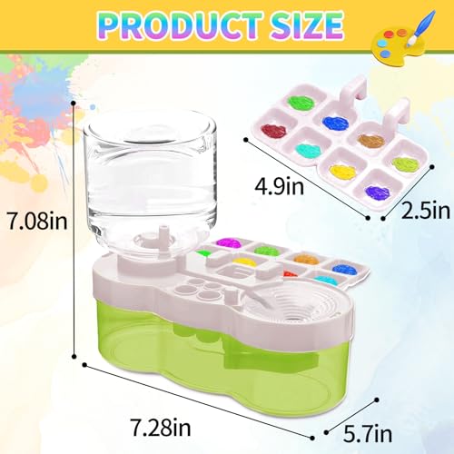 BoAn 2025 Upgraded Paint Brush Cleaner Tool – All-in-One Paint Brush Washer, Rinse Cup, Holder, and Palette for Artists Beginners | Ideal Art Supplies for Watercolor & Acrylic Painting(Green) - color: green