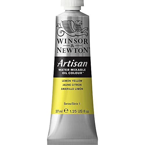 Winsor & Newton Artisan Water Mixable Oil Paint, 37ml, Lemon Yellow | Clean with water; no solvents needed. Color depth, lightfastness, opacity/transparency are the same as traditional oils. - color: Lemon Yellow, style: 1.25-oz