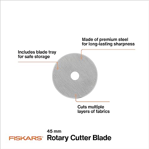Fiskars 45mm Rotary Blades (5 Pack) - Rotary Cutter Blade Replacement - Crafts, Sewing, and Quilting Projects - Grey - size: 45mm, style: 5 Pack - Standard