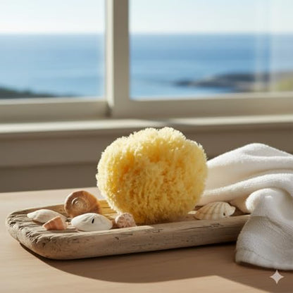 Sea Sponge for Bathing 5 inch-Softly Rough but Not Skin Irritating – Yellow, Natural Bath Sponge-Renewable Resource – Natural Sponge for Body and Shower-Lathers & Washes Really Well