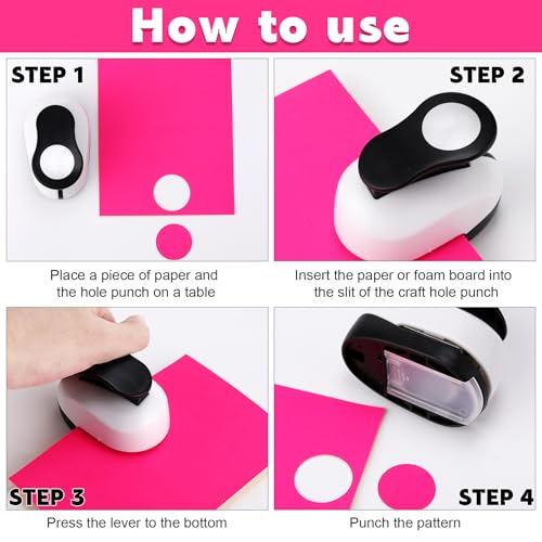 CHENGU 3 Pack Circle Hole Punch 2"/1"/0.6", Black | Paper Craft Cutters for Card Making, Shape Punches for Scrapbooking, Includes 10 Sheets Stickers, Photo Album DIY Projects - color: Black, style: Circle