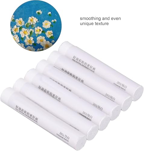 Zerodis White Oil Pastels Set,6 Pcs Unique Texture Soft Artist White Oil Pastels Dry Pastels Set Painting Art Supplies for Professional Drawing Art