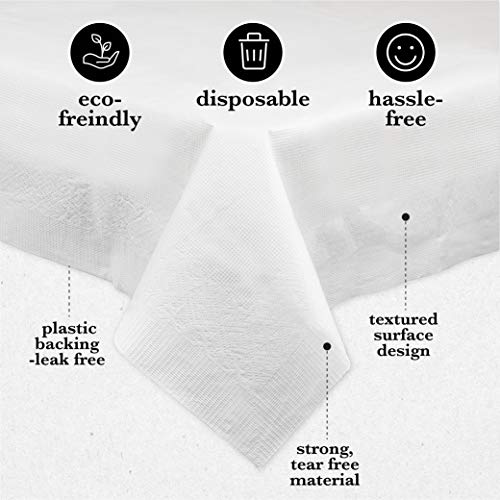 PLASTICPRO Disposable 3 Ply Paper & Plastic Tablecloth Absorbent Pack of 5
