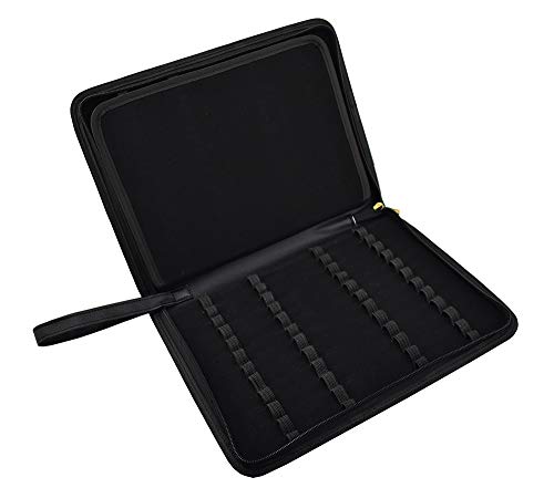 erofa 48 Fountain Pen Case PU Leather, Rollerball Pen Display Holder Bag, Pouch Large Capacity for your Collection - Black - color: Black-PU Leather