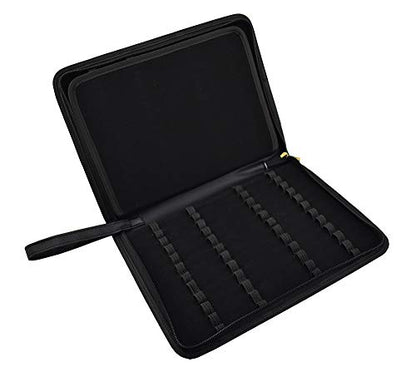erofa 48 Fountain Pen Case PU Leather, Rollerball Pen Display Holder Bag, Pouch Large Capacity for your Collection - Black - color: Black-PU Leather