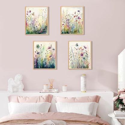 Yeaqee 4 Pcs Wild Flower Diamond Art Kits for Adult Beginners Flower DIY Painting Aesthetic Wall Art Crafts Aesthetic Room Decor Cute Painting Pictures 5d Craft Wall Decor for Home 10 x 11.8'' - style: Wild Flower