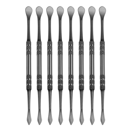 HARFINGTON 8 Pcs Wax Carving Tools 4.8" Double Ended Stainless Steel Wax & Clay Sculpting Wax Carvers Tools Modeling Spoon for Figures Clay Handmade Art Works, Black - color: Black