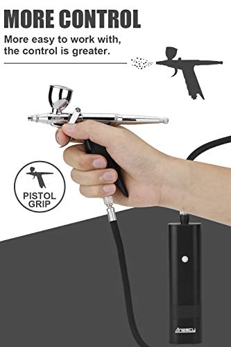 AHPPro Cordless Airbrush Kit with High Pressure Compressor | Portable Airbrush for Barber,Makeup, Model Painting, Nail Art & Cake Decorating