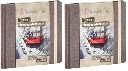 Toned Watercolour 200g/m² Beige, Square Watercolor Notebook, Size 14x14cm, 30 fls (Pack of 2) - size: 14X14 (Pack of 2)