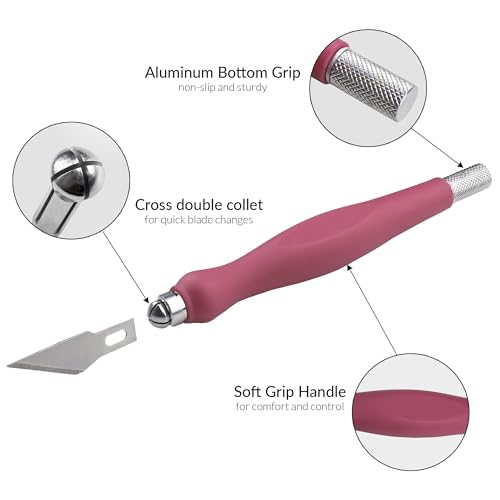 WA Portman 2-Piece Pink Craft Knife Set – Hobby Knife Set with Comfort Grip