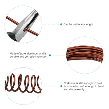 PATIKIL 32.8ft Aluminum Wire, 4pcs Jewelry Wire Bonsai Wire Metal Craft Wire 1.5mm 14 Gauge Wire for Crafts Bonsai Jewelry Making Beading Plants, Bronze - color: Bronze, size: 1.5mm x 32.8ft