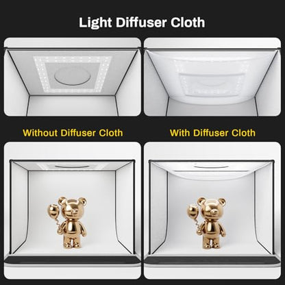 24W Light Box with Adapter, 16"x12" Lightbox for Product Photography | Dimmable LED Lights(CRI>97, 5500K), 6 Anti-Wrinkle Backdrops, Multi-Angle Shooting, Portable&Quick Setup, Unique Front Cover - size: 16*12*12 inch