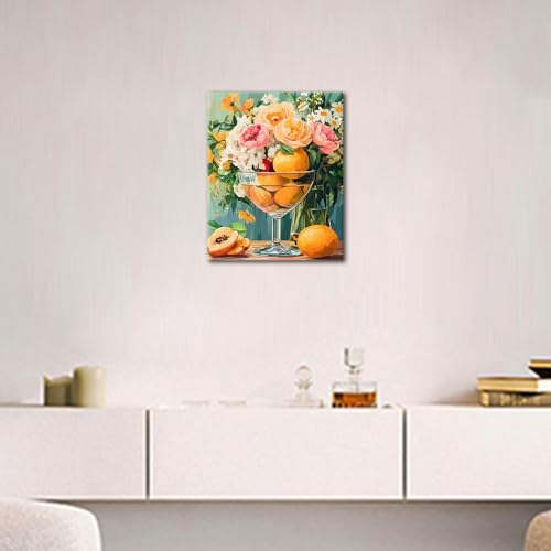 TUMOVO Paint by Numbers Kit for Adults Beginner, Adult Paint by Number Kits - Elegant Wine Glasses with Flowers & Fruits on Table Still Life Art, DIY Home Decor, 16x20 Inch(Framed) - color: Glasses(Framed)