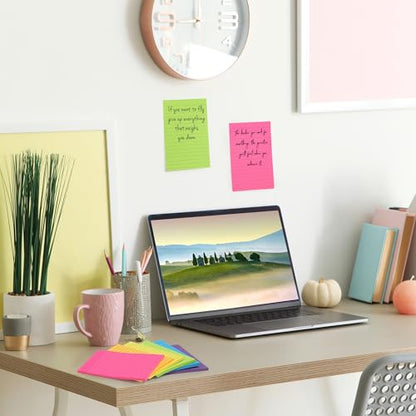Mr. Pen- Lined Sticky Notes, 3" x 4", 6 Pads, 60 Sheets/Pad | Sticky Notes with Lines, Ruled Post Stickies, Memo Pads, Self-Stick Note Pad for Office, School, Home, Study - color: Vibrant, size: 3 x 4 inches, 6 Pads