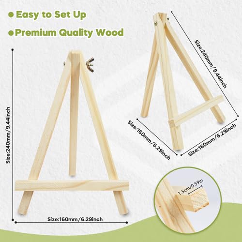 Conda 9 Pack 9 Inch Mini Wooden Display Easels, A-Shaped Mini Easel Stand for Small Painting, Painting Party Easel for DIY Crafts, Photos, Gift, Decoration - style: 9 Pcs