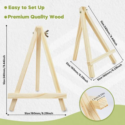 Conda 9 Pack 9 Inch Mini Wooden Display Easels, A-Shaped Mini Easel Stand for Small Painting, Painting Party Easel for DIY Crafts, Photos, Gift, Decoration - style: 9 Pcs
