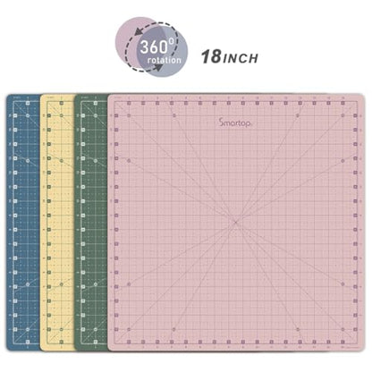 18"x18" Rotating Self Healing Cutting Mat, Non-Slip Non-Reflective, Good for Quilting, Sewing, Crafts, Scrapbooking, Molandi Pink