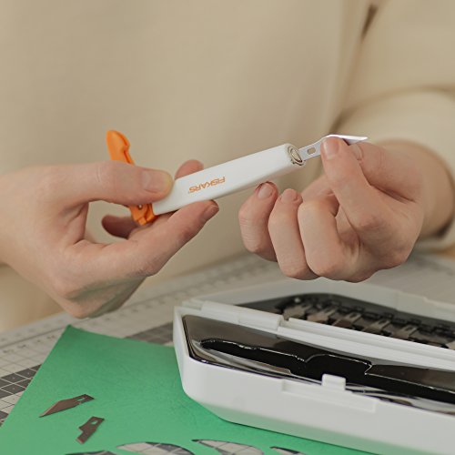 Fiskars Easy Change Precision Craft and Utility Knife Set with 12 Blades | Cutting and Carving Set, Ergonomic SoftGrip Handle with No-Roll Design, Cut Paper, Photos & More, Plastic Case for Storage - style: Cutting & Carving Set
