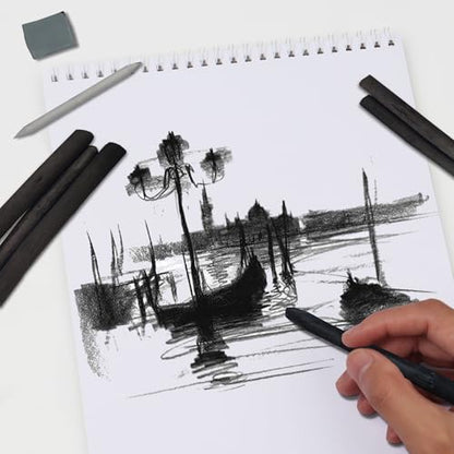 Willow Charcoal Sticks, Jumbo Willow Charcoal Pencils for Artists, Beginners, Students, Natural Charcoal Stick for Sketching, Drawing, and Shading (9-12MM | 6 Sticks) - style: 9-12MM | 6 Sticks