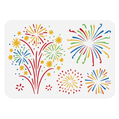 Fireworks Stencil, Reusable Painting Template, DIY Home Decor | A4 Plastic Craft Stencil, Fireworks Wall Stencil, DIY Home Decor Template for Wall Wood Canvas Journal Paper - style: Fireworks