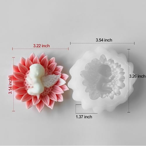 Flower Candle Molds, 3D Sunflower Angel Baby Flower Making Mold - color: 1 PCS Baby In Sunflower Silicone molds