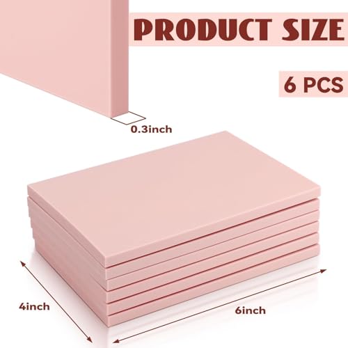 6 Pack 4"x6" Pale Pink Rubber Stamp Carving Blocks Rubber Carved Brick for Stamp Soft Rubber Crafts and DIY Craft Project - style: 4"x6"