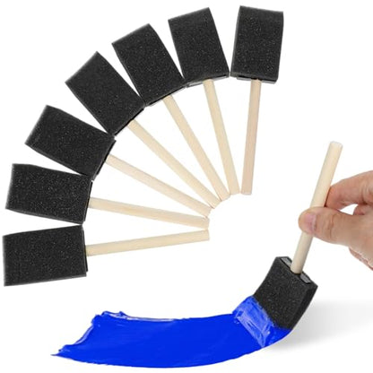 8 PCS Sponge Brushes for Painting, 1.6 Inch Foam Paint Brushes with Wood Handle for Painting, Craft, Staining, Varnish, Touch up on Wood, Canvas