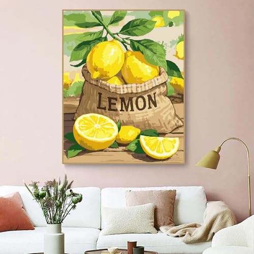 ZRIZQ Landscape Paint by Numbers Kit for Adults Beginner,Lemon,16x20 | Full set with wooden brushes,rolled canvas,rich paints.Calming activity.Beginner friendly.Just open and paint. - color: 16"X20"Rolled Canvas(Frameless)-Landscape 16