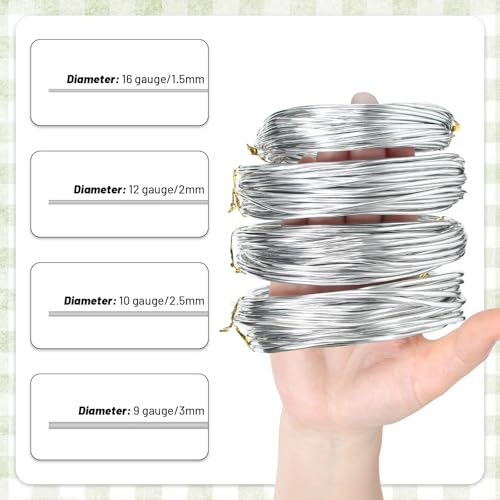 32 ft Silver Aluminum Craft Wire, 9 Gauge 3mm Bendable Armature Wire - color: Silver, size: 9 Gauge, 32 ft