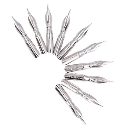 Pssopp 10PCS Calligraphy Pen Nib, Oblique Calligraphy Dip Pen Set Comic Pen Nib Replacement Nibs for Writing Painting Signing Pens[B10*10] - color: B10*10