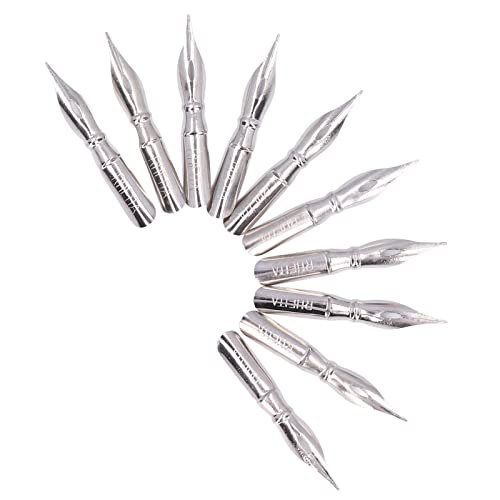 Pssopp 10PCS Calligraphy Pen Nib, Oblique Calligraphy Dip Pen Set Comic Pen Nib Replacement Nibs for Writing Painting Signing Pens[B10*10] - color: B10*10
