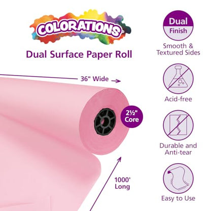 Colorations Dual Surface Paper Roll, Pink, 36" x 1000' - color: Pink