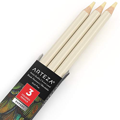 Arteza Colored Pencils, Pack of 3, A100 Cream, Soft Wax-Based Cores, Ideal for Drawing, Sketching, Shading & Coloring - color: A100 Cream