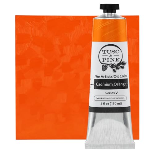 Tusc & Pine Artist Oil Paint - Cadmium Orange, 150 ml, Non-Yellowing, Rich & Creamy Consistency, Maximum Pigment Load, Small Batch Milled Oil Paints Made in the USA for Professional Artists - color: Cadmium Orange, size: 5.07 Fl Oz (Pack of 1)