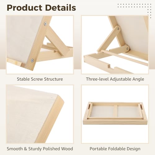 Tabletop Easel for Painting, 13x9.1 Wooden Art Easel Tabletop with Adjustable Angles,Small Portable Foldable Wood Drawing Stand for Canvas, Sketching, Drawing, Books, Tablets