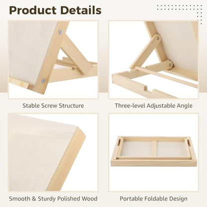Tabletop Easel for Painting, 13x9.1 Wooden Art Easel Tabletop with Adjustable Angles,Small Portable Foldable Wood Drawing Stand for Canvas, Sketching, Drawing, Books, Tablets