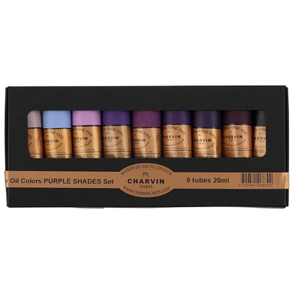 Charvin Extra Fine Professional Oil Paint Set for Artists, Shades of Purple - Bonjour Set of 9, 20 ml Tubes, Finely Milled, Non-Yellowing Artist Oil Paints in French Riviera-Inspired Hues