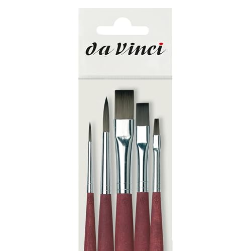 da Vinci Oil & Acrylic Brush Set 5269 - COLLEGE Synthetics - 5 Brush Set containing Series 8730 Round Size 2 & 6 plus Series 8740 Flat Size 4, 8 & 12 - Strong fibers that are easy to clean - Made in Germany - style: College Starter Set