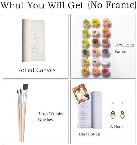 ZRIZQ Cat Paint by Numbers Kit for Adults Beginner,Flowers,16x20 | Full set with wooden brushes,rolled canvas,rich paints.Calming activity.Beginner friendly.Just open and paint. - color: 16"X20"Rolled Canvas(Frameless)-Cat 9