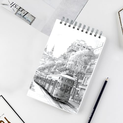 Crehatos 5.5" x 8.5" Small Sketch Book, Top Spiral Bound Sketch Pad, 100 Sheets Each 68lb/100gsm Drawing Paper, 2 Pack