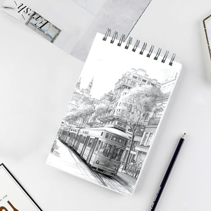 Crehatos 5.5" x 8.5" Small Sketch Book, Top Spiral Bound Sketch Pad, 100 Sheets Each 68lb/100gsm Drawing Paper, 2 Pack